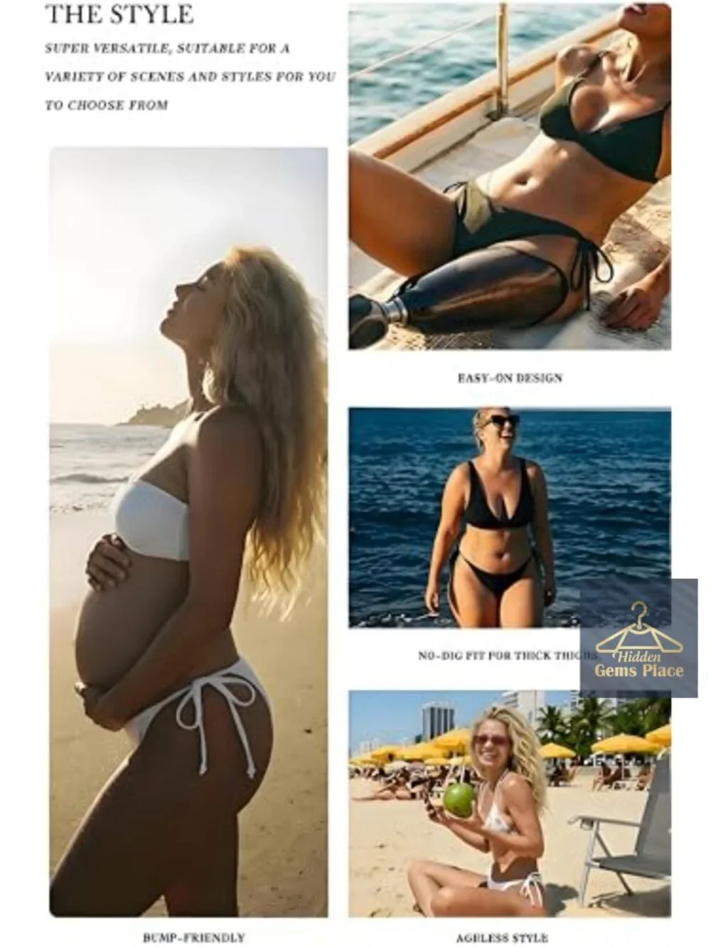 Women's Side Tie Bikini Bottom Moderate Coverage Adjustable Swim Bottom